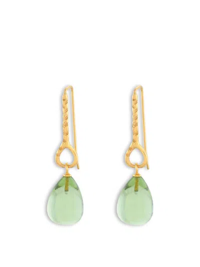 Shyla Helene Earrings In Gold/soft Green