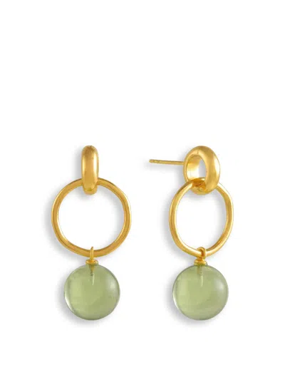 Shyla Layla Earrings In Gold/soft Green
