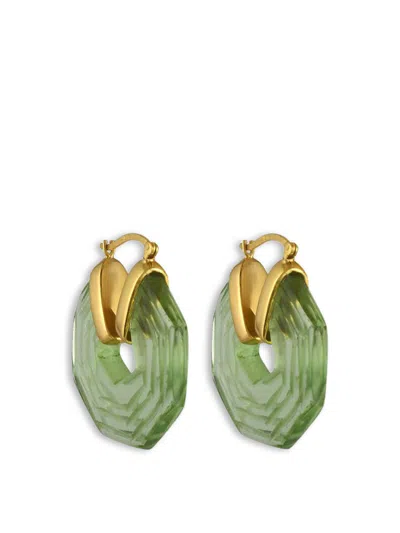 Shyla Sphinx Earrings In Gold/soft Green