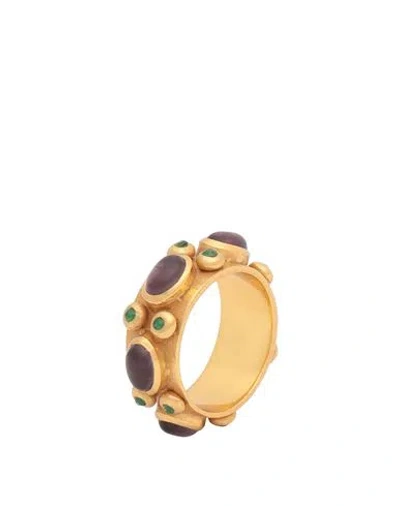 Shyla Woman Ring Gold Size 7.75 925/1000 Silver, 916/1000 Gold Plated, Glass