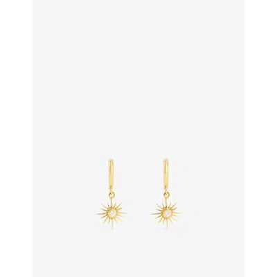 Shyla Womens Clear Felicity 22ct Yellow Gold-plated Sterling-silver Earrings In Clear