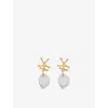 Shyla Womens Clear Nuria 22ct Yellow Gold-plated Sterling-silver Earrings