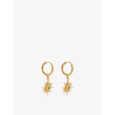 Shyla Felicity 22ct Yellow Gold-plated Sterling-silver Earrings In Emerald Green