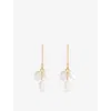Shyla Womens Aether 22ct Yellow Gold-plated Silver And Faux-pearl Drop Earrings In Pearl
