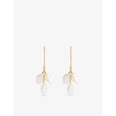 Shyla Womens Aether 22ct Yellow Gold-plated Silver And Faux-pearl Drop Earrings