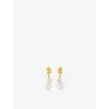 Shyla Womens Synthea 22ct Yellow Gold-plated Sterling-silver And Glass Earrings Baroque Pearl