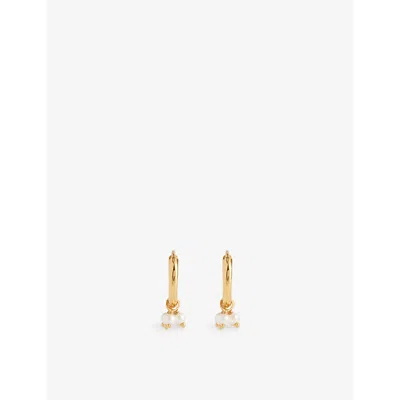 Shyla Womens Cluster 22ct Yellow Gold-plated Silver And Pearl Huggie Earrings