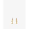 Shyla Womens Sirius 22ct Yellow Gold-plated Silver, Cubic Zirconia And Faux-pearl Hoop Earrings In Gold