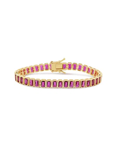 Shymi Emerald Cut Simulated Ruby Tennis Bracelet In Multi