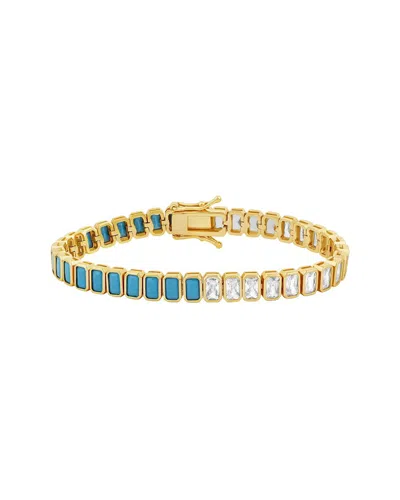 Shymi Bezel Set Cubic Zirconia Tennis Bracelet In Blue