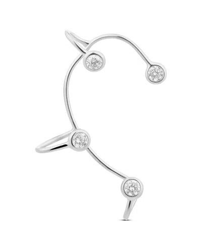 Shymi Round Bezel Set Cubic Zirconia Ear Cuff In Metallic
