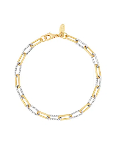 Shymi Two-tone Textured Paper Clip Chain Bracelet In Gold