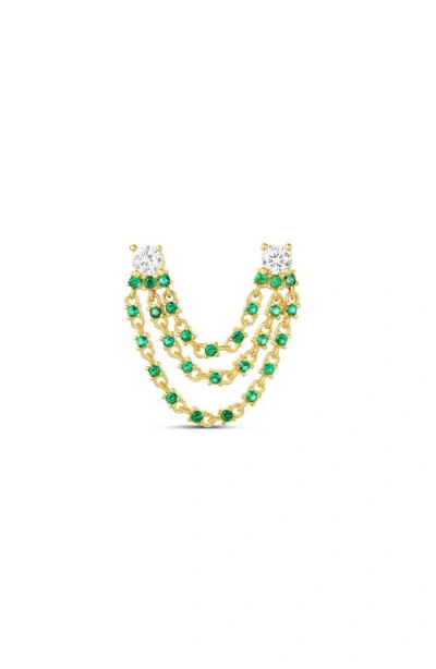 Shymi 2-stone Single Layered Chain Earring In Gold