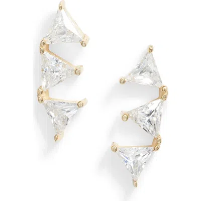 Shymi 3-stone Ear Crawlers In Silver/white