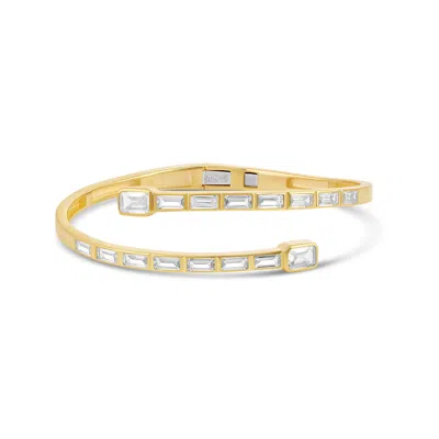 Shymi Baguette Wrap Bangle - .925 Sterling Silver, 14k Gold-plated, Rhodium Plated, Cubic Zirconia, Easy O