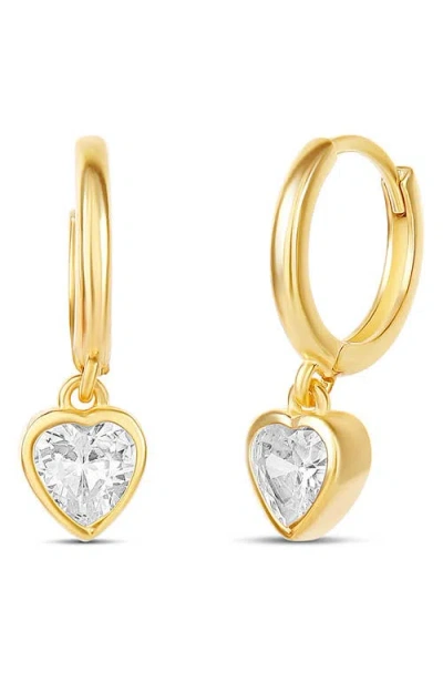 Shymi Bezel Heart Drop Huggie Hoop Earrings In Gold