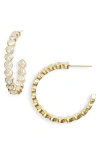 Shymi Bezel Heart Inside Out Hoop Earrings In Gold/white