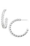 Shymi Bezel Heart Inside Out Hoop Earrings In Silver/white