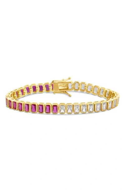 Shymi Bezel Set Cubic Zirconia Tennis Bracelet In Gold