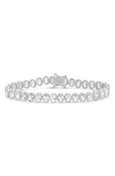 Shymi Bezel Set Oval Cubic Zirconia Tennis Bracelet In Silver