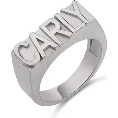 Shymi Block Letter Name Ring In Silver