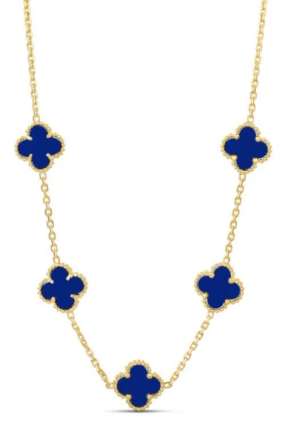 Shymi Clover Frontal Necklace In Blue