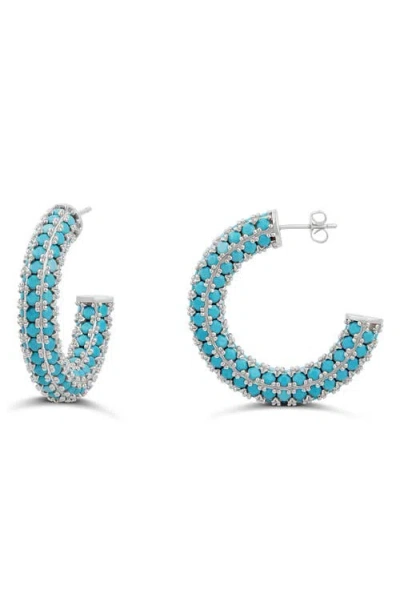 Shymi Colored Crystal Pavé Hoop Earrings In Blue