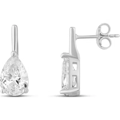Shymi Cubic Zirconia Bar Drop Earrings In Silver