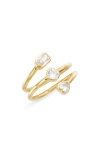 Shymi Cubic Zirconia Bezel Wrap Ring In Gold/white