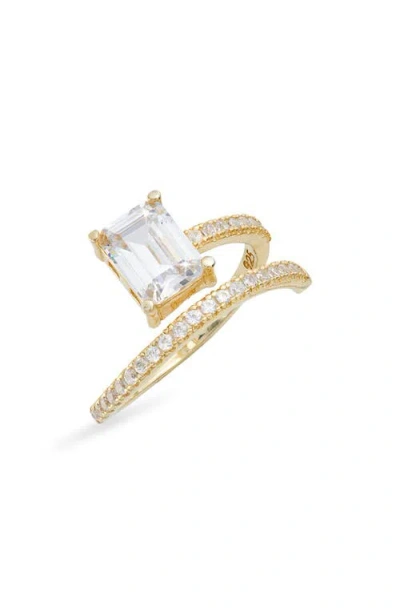 Shymi Cubic Zirconia Bypass Statement Ring In Gold/white