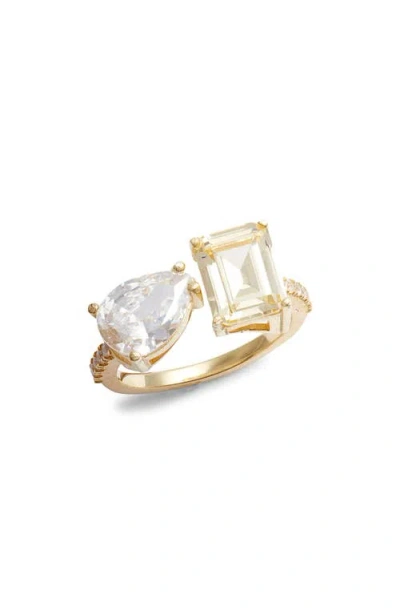 Shymi Cubic Zirconia Cocktail Ring In Gold/yellow