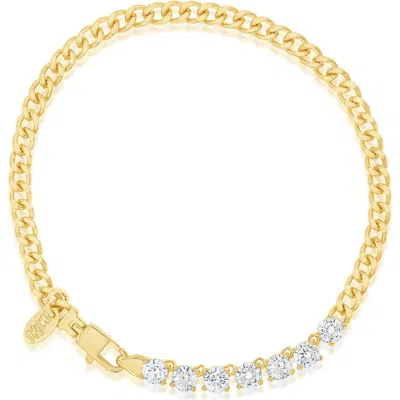 Shymi Cubic Zirconia Cuban Chain Bracelet In Gold