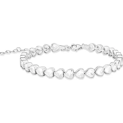 Shymi Cubic Zirconia Heart Tennis Bracelet In Silver/white