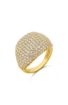 Shymi Cubic Zirconia Pavé Dome Signet Ring In Gold