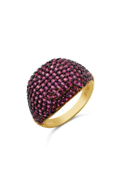 SHYMI SHYMI CUBIC ZIRCONIA PAVÉ DOME SIGNET RING