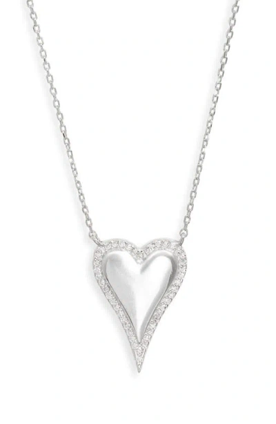 Shymi Cubic Zirconia Pavé Heart Pendant Necklace In Silver