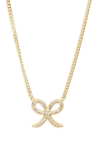 Shymi Cubic Zirconia Ribbon Pendant Necklace In Gold