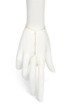 Shymi Cubic Zirconia Station Hand Chain In Gold/white
