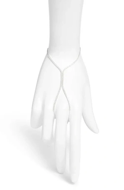 Shymi Cubic Zirconia Tennis Hand Chain In Silver/white Stones