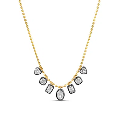 Shymi Dangling Mix Shape Stone Necklace - .925 Sterling Silver, 14k Gold-plated, Cubic Zirconia Detailing,