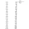 Shymi Emerald Bar Drop Earrings In Silver