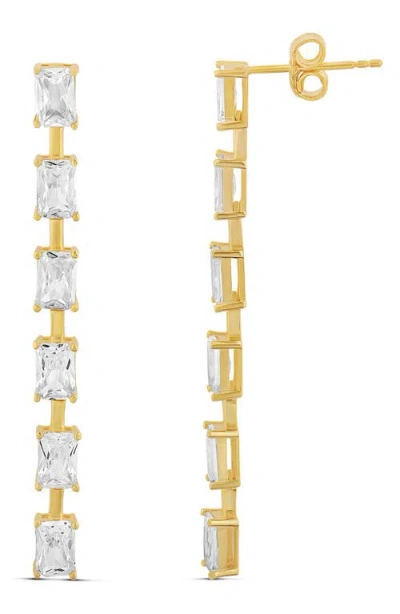 Shymi Emerald Bar Drop Earrings In Gold