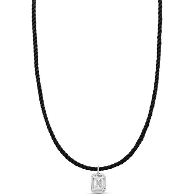 Shymi Emerald-cut Cubic Zirconia Pendant Necklace In Black