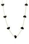 Shymi Enamel Heart Station Necklace In Gold/black