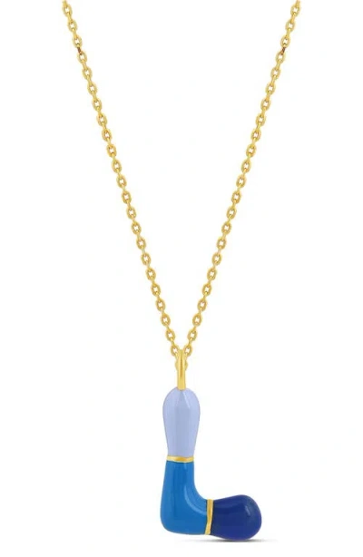 Shymi Enamel Initial Retro Necklace In Gold