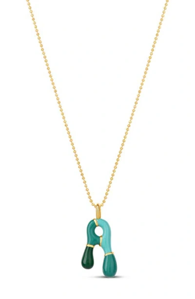 Shymi Enamel Initial Retro Necklace In Gold