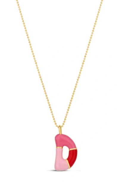 Shymi Enamel Initial Retro Necklace In Gold