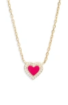 Shymi Everyday Pavé & Enamel Heart Pendant Necklace In Gold/pink