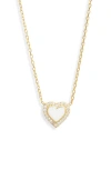 Shymi Everyday Pavé & Enamel Heart Pendant Necklace In Gold/white