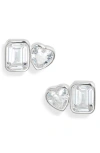 Shymi Fancy 2-stone Bezel Stud Earrings In Silver/white